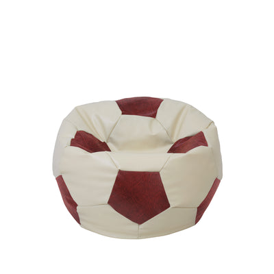 Fotoliu Puf Baby Ball - Imitatie Piele - Crem/Bordo