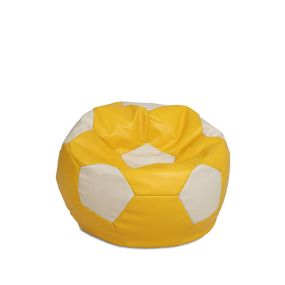 Fotoliu Puf Baby Ball - Imitatie Piele - Galben/Crem