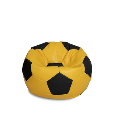 Fotoliu Puf Baby Ball - Imitatie Piele - Galben/Negru