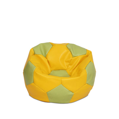 Fotoliu Puf Baby Ball - Imitatie Piele - Galben/Verde