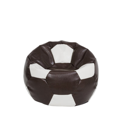 Fotoliu Puf Baby Ball - Imitatie Piele - Maro/Alb