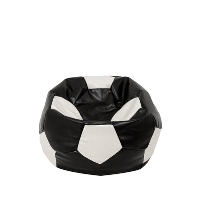 Fotoliu Puf Baby Ball - Imitatie Piele - Negru/Alb