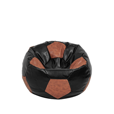 Fotoliu Puf Baby Ball - Imitatie Piele - Negru/Coniac