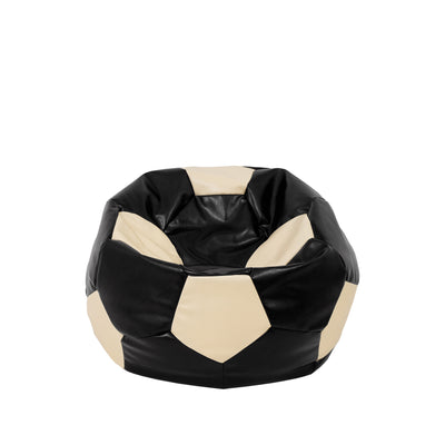 Fotoliu Puf Baby Ball - Imitatie Piele - Negru/Crem