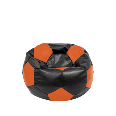 Fotoliu Puf Baby Ball - Imitatie Piele - Negru/Portocaliu