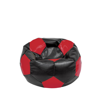 Fotoliu Puf Baby Ball - Imitatie Piele - Negru/Rosu