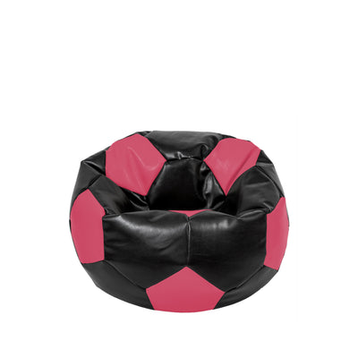 Fotoliu Puf Baby Ball - Imitatie Piele - Negru/Roz