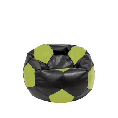 Fotoliu Puf Baby Ball - Imitatie Piele - Negru/Verde
