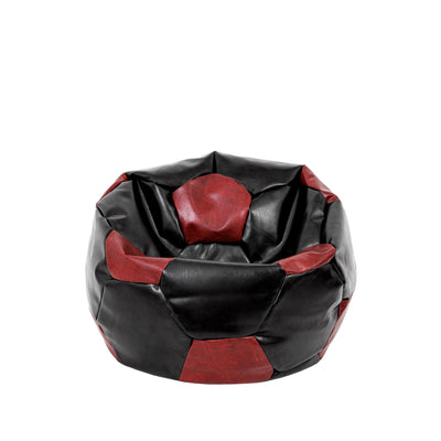 Fotoliu Puf Baby Ball - Imitatie Piele - Negru/Bordo
