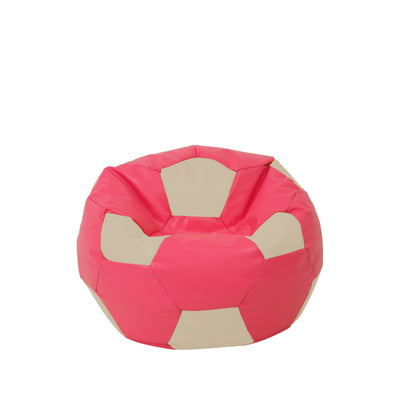 Fotoliu Puf Baby Ball - Imitatie Piele - Roz/Crem