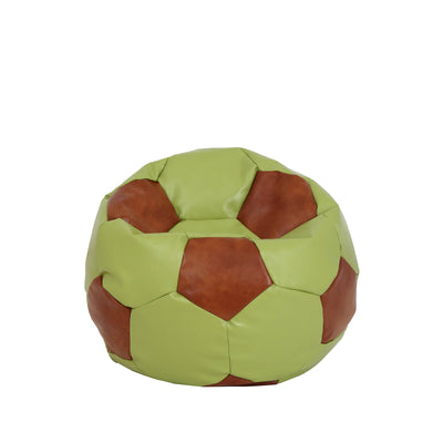 Fotoliu Puf Baby Ball - Imitatie Piele - Verde/Coniac