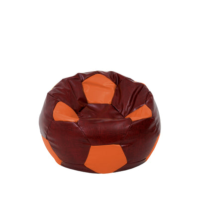 Fotoliu Puf Baby Ball - Imitatie Piele - Bordo/Portocaliu