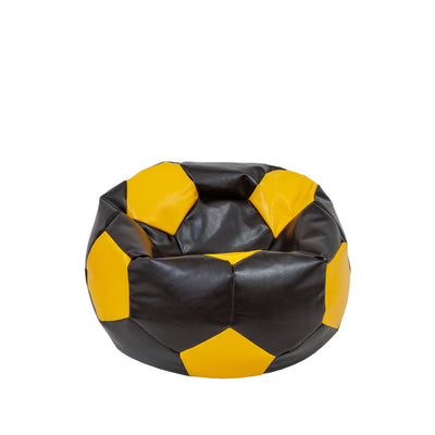 Fotoliu Puf Baby Ball - Imitatie Piele - Wenge/Galben