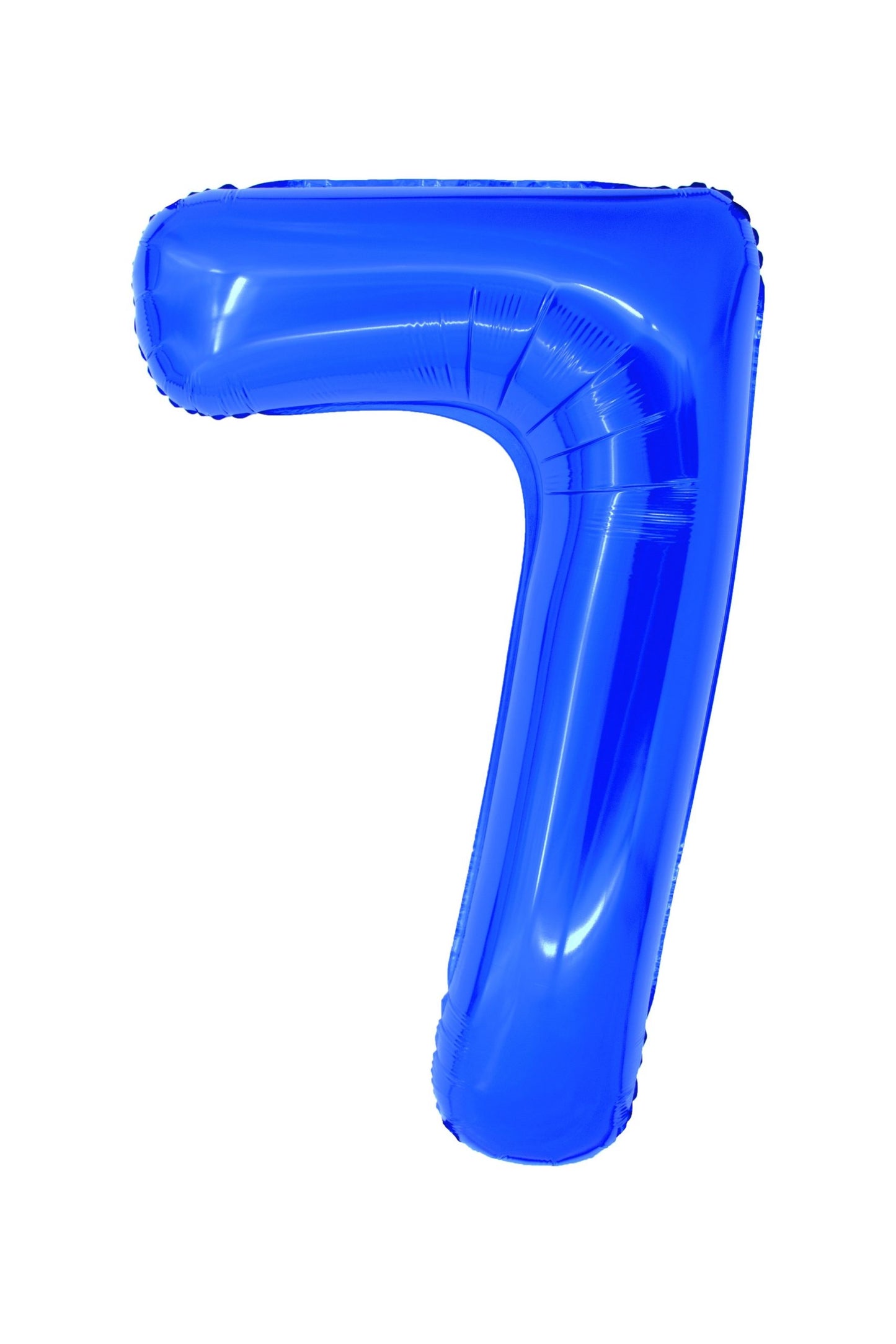 Balon uriaș din folie în forma cifrei 7, de culoare albastru metalizat, brand DACO, dimensiune 1 metru, accesoriu pentru decor de petrecere
