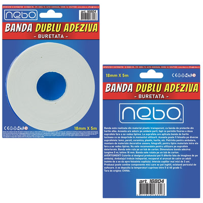 Banda Dublu Adeziva - Buretata, 18Mmx5M - Nebo