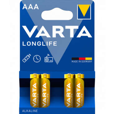 Baterie Alcalina Varta Longlife AAA LR3 1.5V, 4 bucati/set