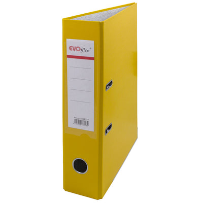 Biblioraft Carton Plastifiat Cu Margine Metalica, Buzunar Plastic, A4, 7.5 Cm Evoffice - Galben