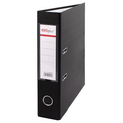 Biblioraft Carton Plastifiat Cu Margine Metalica, Buzunar Plastic, A4, 7.5 Cm Evoffice - Negru