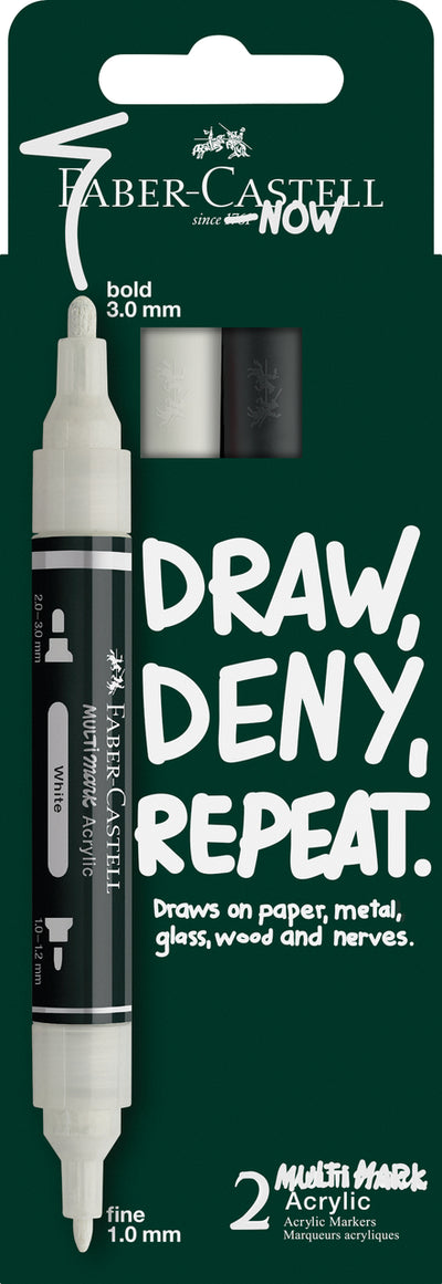 Blister 2 Markere Acrilice Multimark Alb-Negru Faber-Castell