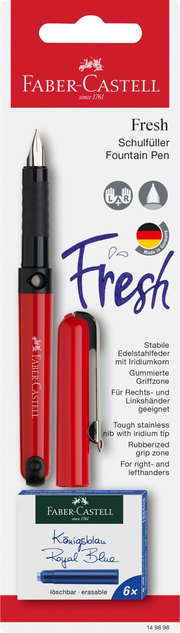 Blister Stilou Scolar Vario Fresh Rosu + 6 Cartuse Faber-Castell