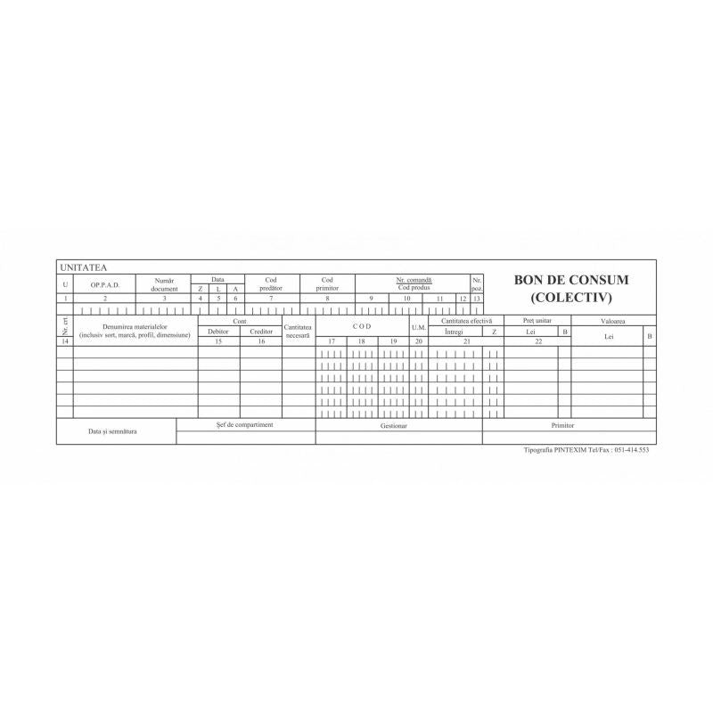 Bon Consum 1/2 A4 Autocopiativ 3Ex
