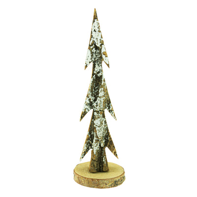 Brăduț decorativ din lemn Daco AD730 cu efect de zăpadă (30 cm), ideal pentru decorul de Crăciun, aranjamente de masă și decorațiuni de iarnă