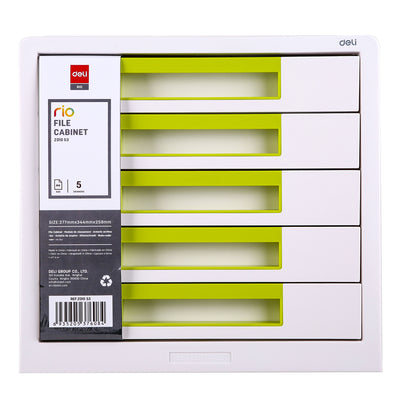 Cabinet cu 5 sertare alb vernil Deli suport pentru organizare birou.