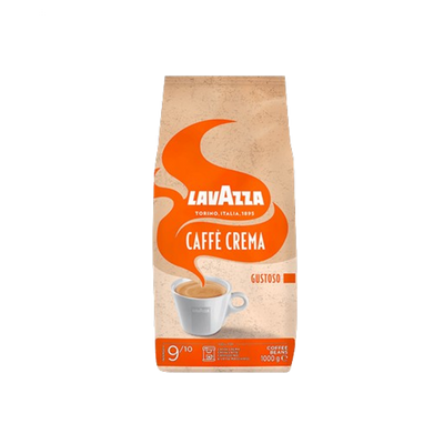 Pachet de cafea boabe Lavazza Caffè Crema Gustoso 1kg cu intensitate 9 din 10 și note de alune de pădure.
