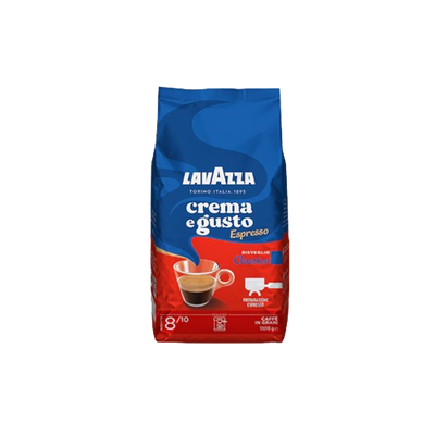 Pachet de cafea boabe Lavazza Crema e Gusto Espresso 1kg cu intensitate 8 din 10 și cremă aurie