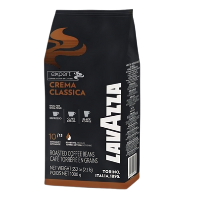 Pachet de cafea boabe Lavazza Expert Crema Classica 1kg cu intensitate 10 din 13 și note de ciocolată neagră