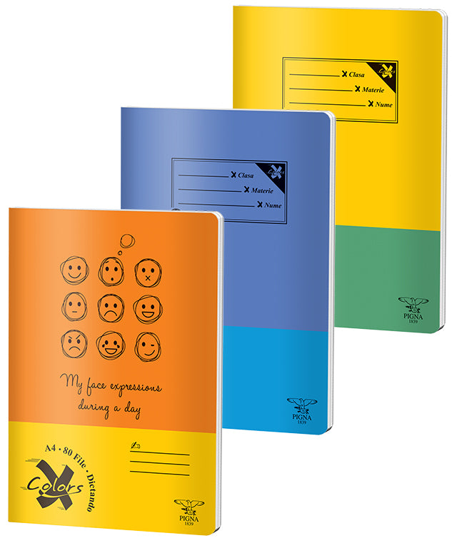 Caiet A4 dictando Basic Pigna cu 80 file și copertă monocromă elegantă pentru școală și birou