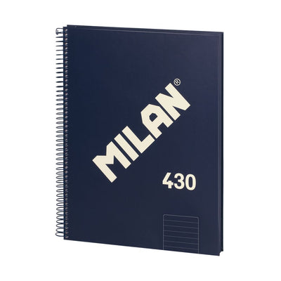 Caiet A4 dictando cu spiră Milan albastru 430 57142E80B, 80 file pentru școală și birou