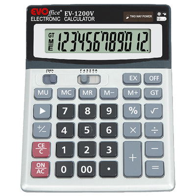 Calculator 12 Dgt , 15*19 Cm, Front Metalic Evoffice