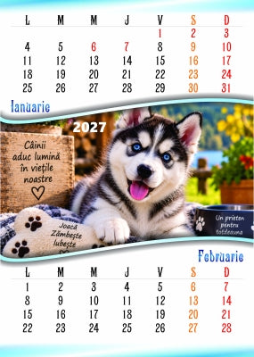 Calendar perete, A3, pisici/catei 2027