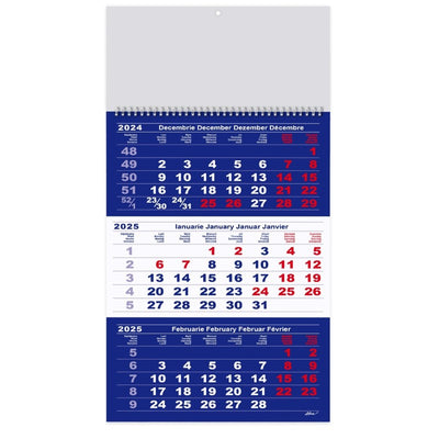 Calendar triptic perete albastru 2026