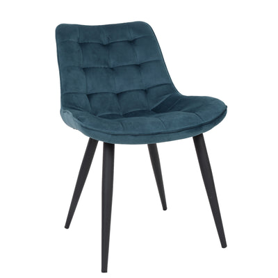 Scaun Carla - Cadru Negru - Catifea Albastra
