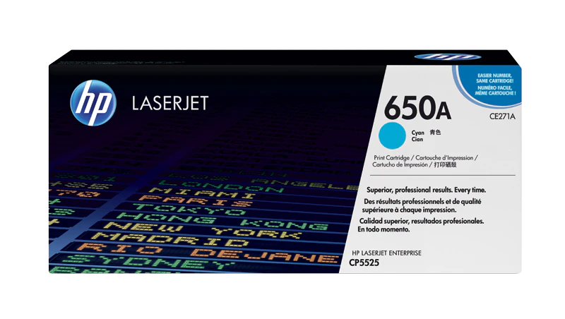 Toner HP 650A (CE271A), albastru (cyan), original, 15.000 pagini