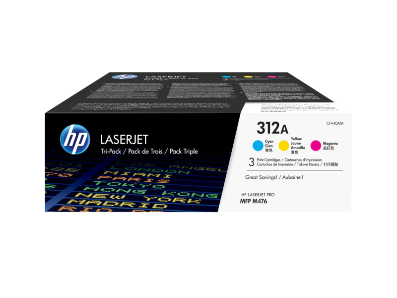 Set Tonere HP 312A (CF440AM), tricolor (cyan, magenta, yellow), original, 2700 pagini