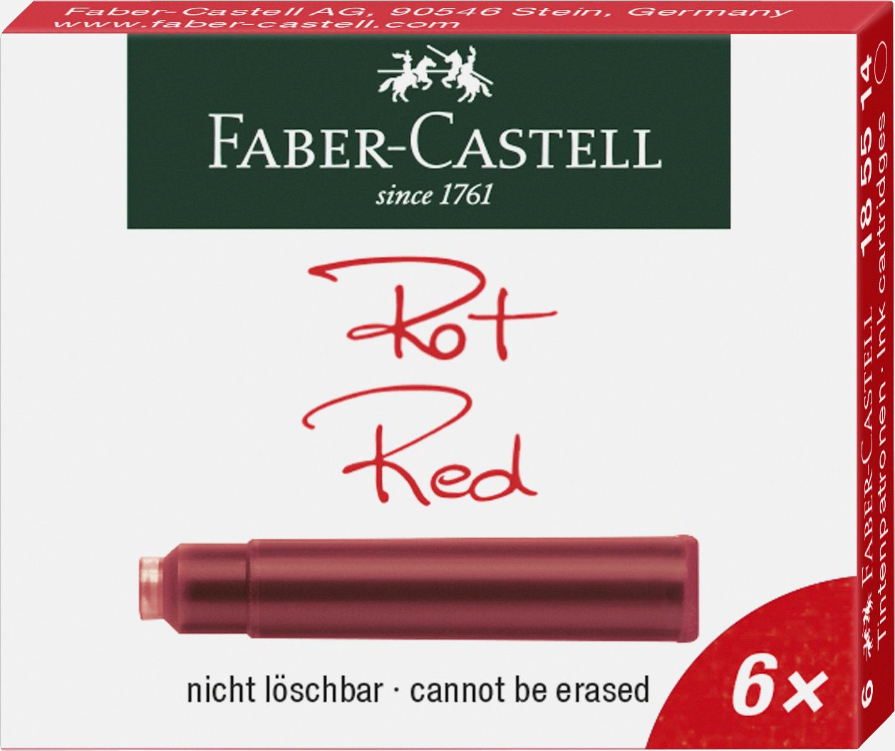 Cartuse Cerneala Mici Rosii 6 Buc/Cutie Faber-Castell