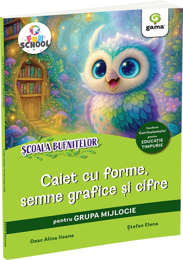 Caiet cu forme, semne grafice si cifre pentru grupa mijlocie