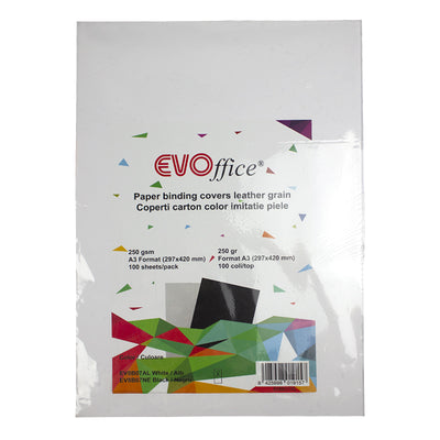 Coperti Carton Alb Imitatie Piele A3 250G/Mp 100Coli/Top Evoffice