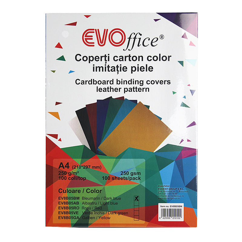 Coperti Carton Bleumarin Imitatie Piele A4 250G/Mp 100Coli/Top Evoffice