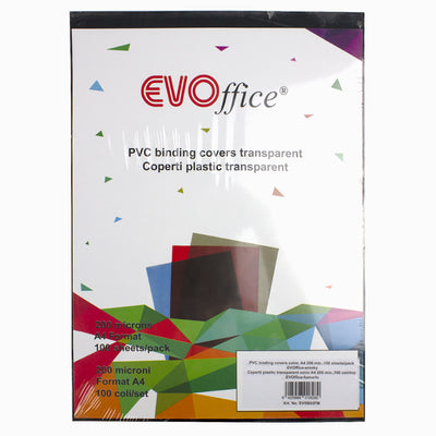 Coperti Plastic Transparent Fumuriu A4 200 Mic. 100 Coli/Top Evoffice