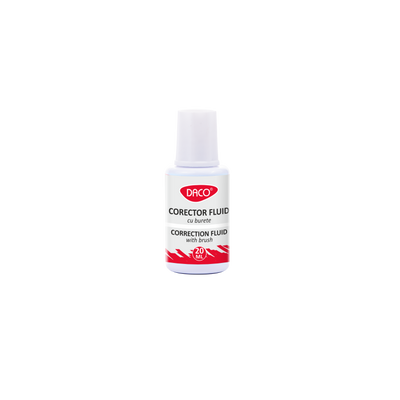 Corector fluid DACO CF002 cu aplicator burete pe baza de solvent 20g pentru acoperire maxima