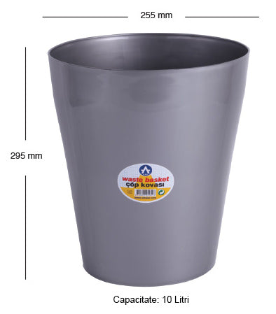 Cos Birou Plastic Argintiu 10L Ark