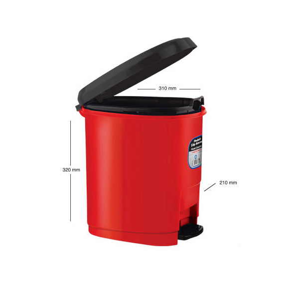 Cos Birou Plastic Rosu Cu Pedala 9L Ark