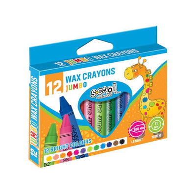 Creioane Cerate, Jumbo, 12 Culori/Set - S-Cool