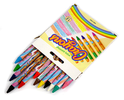 Set de 12 creioane cerate superioare pentru copii de dimensiune 8.8x0.8 cm, în culori vii și non-toxice, potrivite pentru școală și acasă