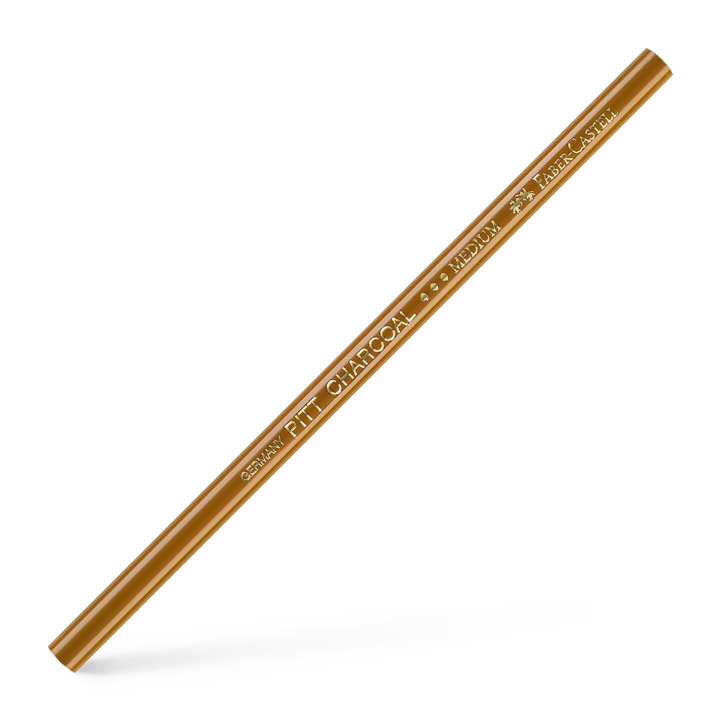 Creion profesional din cărbune presat Faber-Castell din seria Pitt Monochrome, grad de duritate Mediu, realizat din cărbune, funingine și argilă pentru un negru mat profund