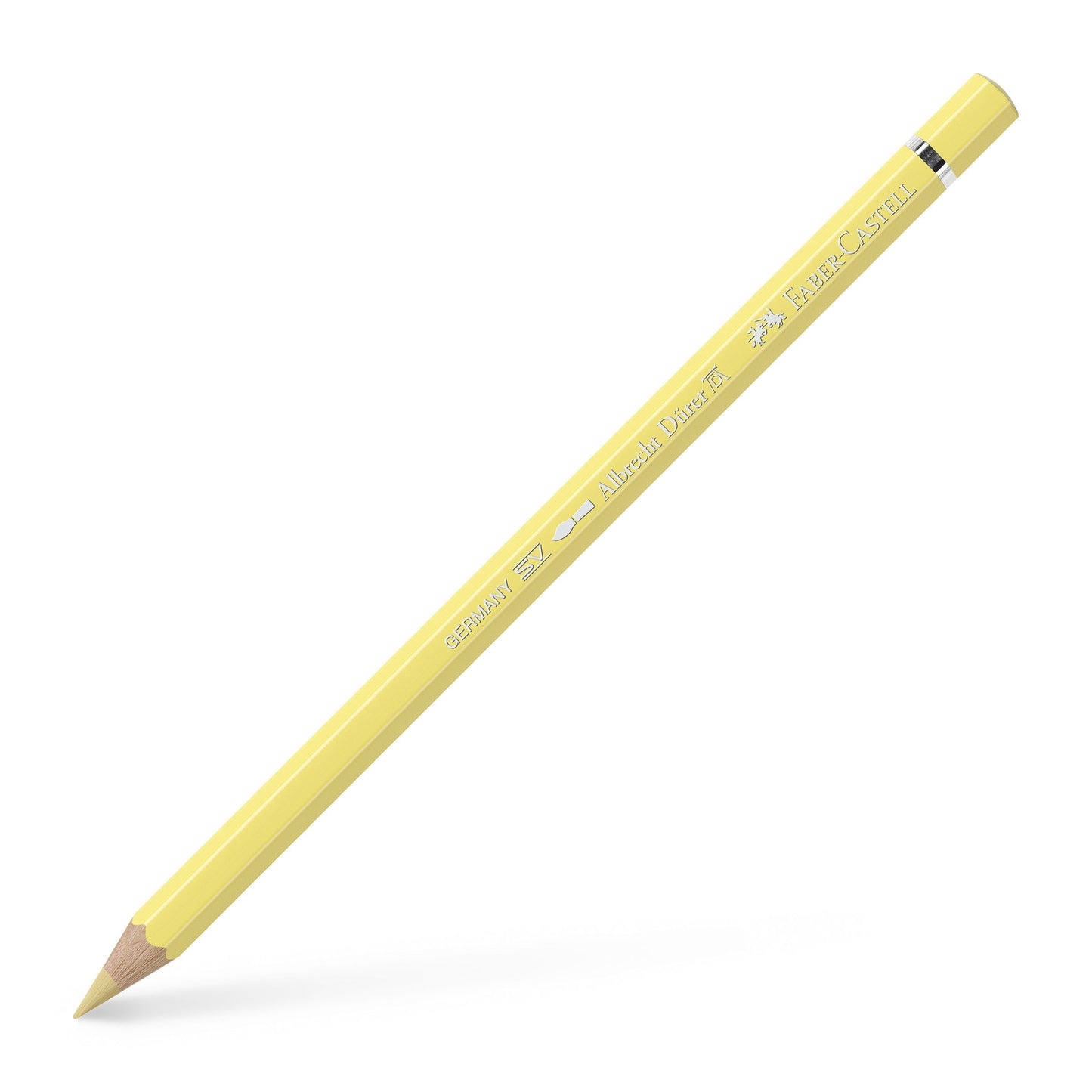 Creion colorat acuarelabil profesional Albrecht Dürer Faber-Castell în nuanța delicată Crem 102, cu mină groasă de 3.8 mm și pigmenți superiori calzi perfect solubili în apă